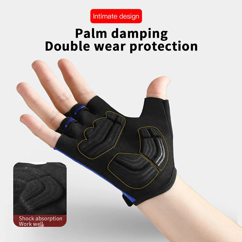 Cycling Half Finger Gloves Bike MTB Gloves Breathable Short Finger Thickened Palm Shock-Absorbing Anti Slip Outdoor Sport Gloves GlowCart