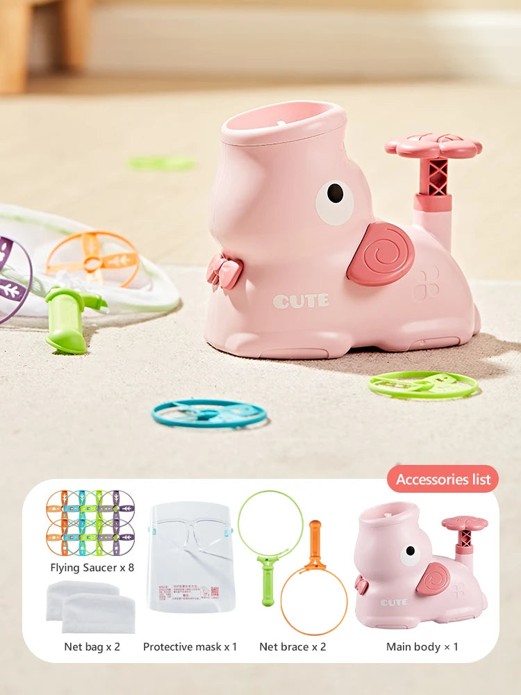 Air Launcher Flying Saucer Toy Cartoon Dinosaur Foot Launchers Outdoor UFO Disc Saucer Kids Jump Sport Games Toy for Boys GlowCart