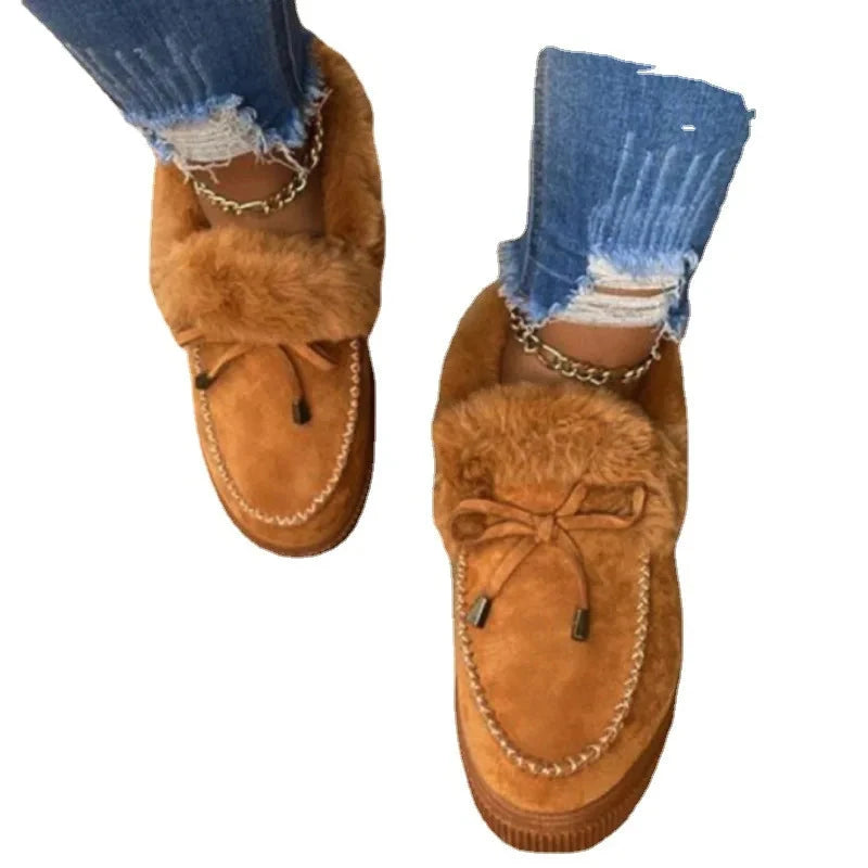 Solid Color Furry Females Feetwear Women Winter Cotton Shoes GlowCart