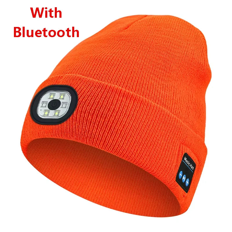 Can be equipped with Wireless Bluetooth music knitted hat new outdoorledlighting rechargeable detachable luminous sleeve cap GlowCart