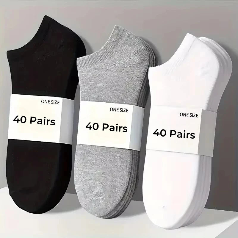 40/30 Pairs Unisex Casual Plain Color Ankle Socks Thin Breathable Comfy Anti Odor Sweat-absorbing For Men Women GlowCart