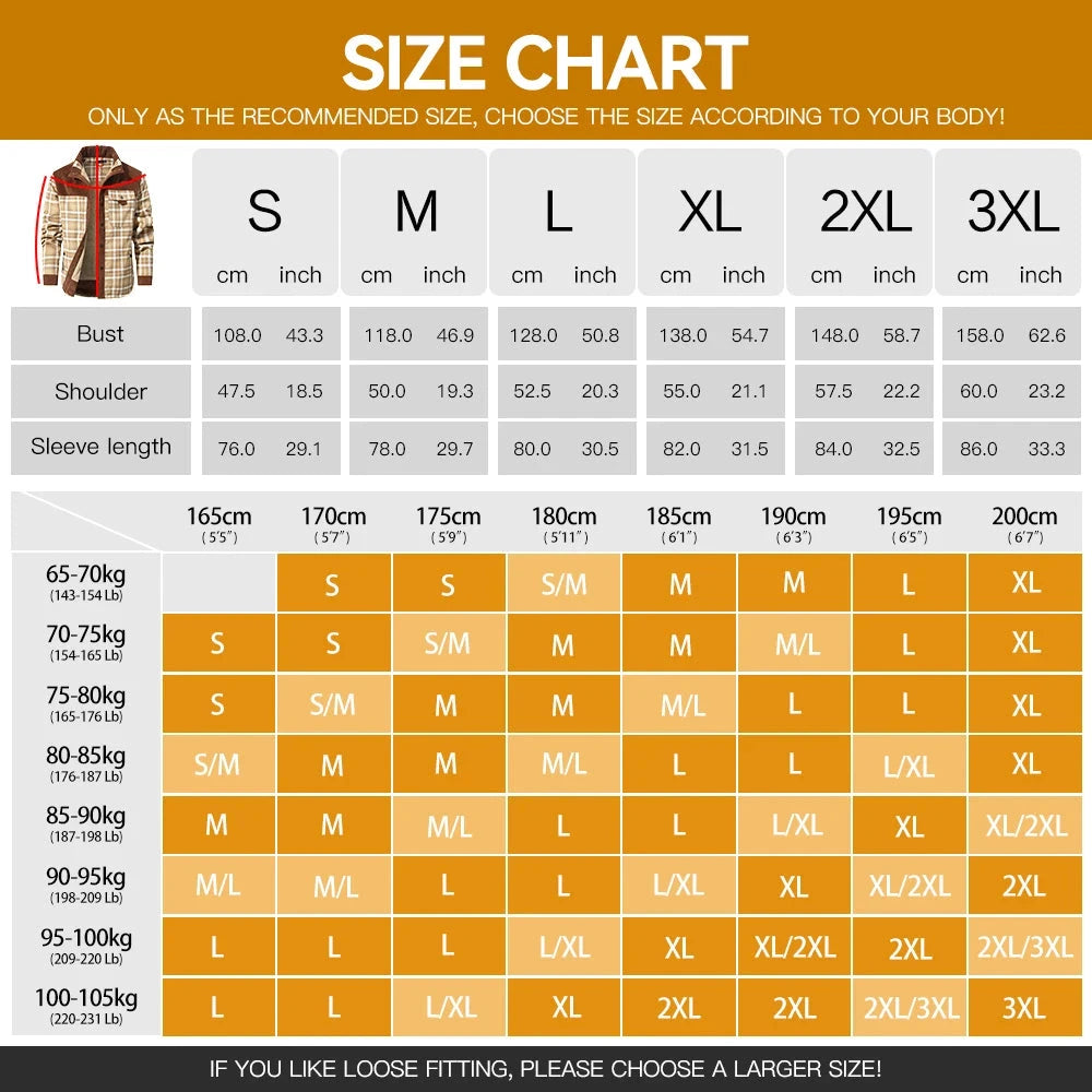 Men's Jackets Winter Windproof Warm Casual Bomber Coat Plaid GlowCart