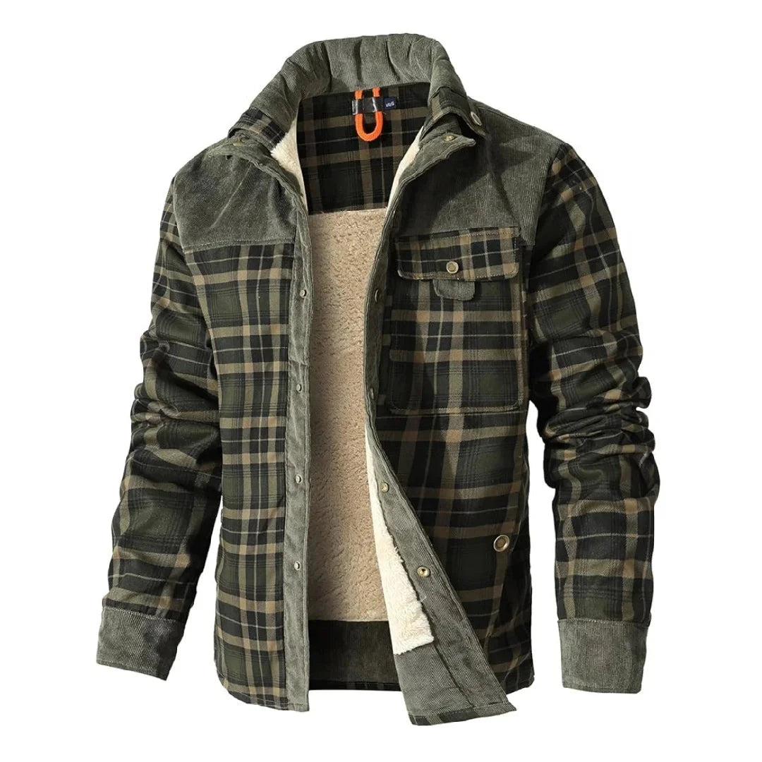 Men's Jackets Winter Windproof Warm Casual Bomber Coat Plaid GlowCart
