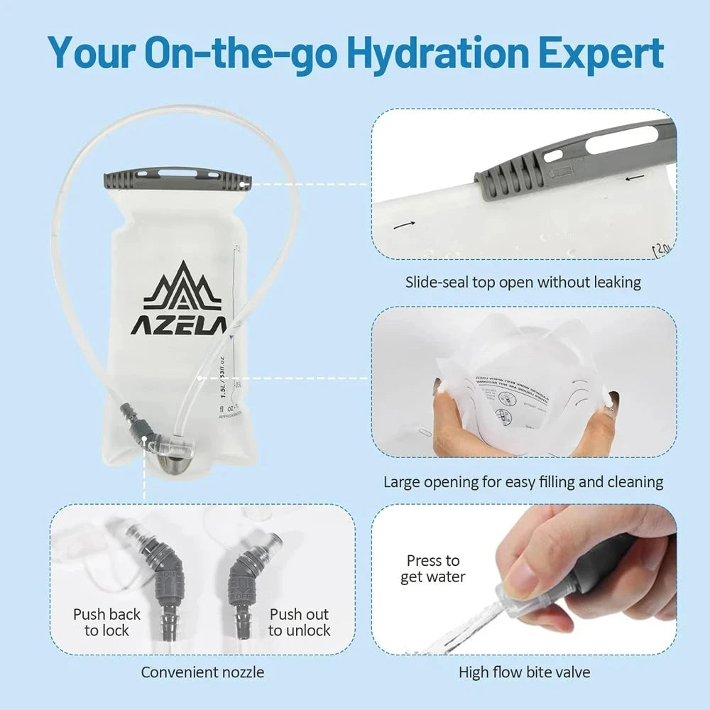 1PCS 1.5L/2L Hydration Bladder, Water Bladder for Hiking Backpack, Leak Proof Water Reservoir for Camping Cycling Running GlowCart