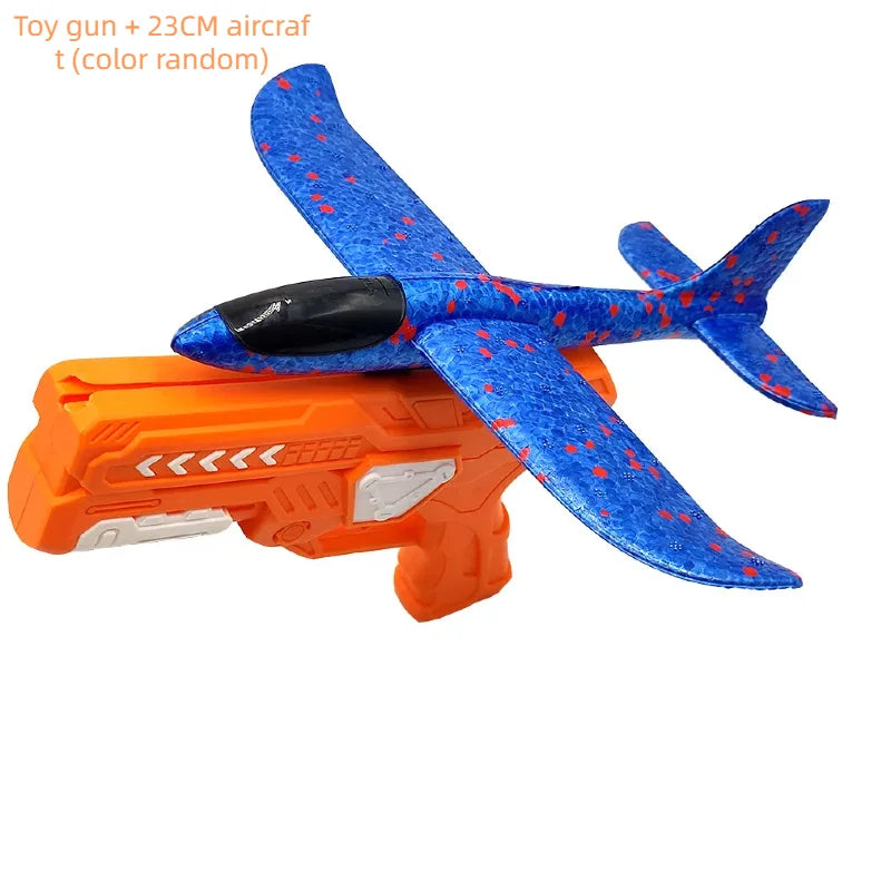 Outdoor Games Kids Glider Flight Flying Throw Foam Plane Shooting Gun, Catapult Plane Launcher Toy for Kids, Shooting Toy GlowCart
