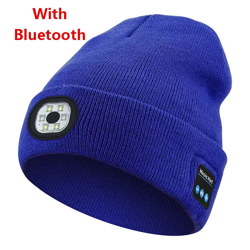 Can be equipped with Wireless Bluetooth music knitted hat new outdoorledlighting rechargeable detachable luminous sleeve cap GlowCart