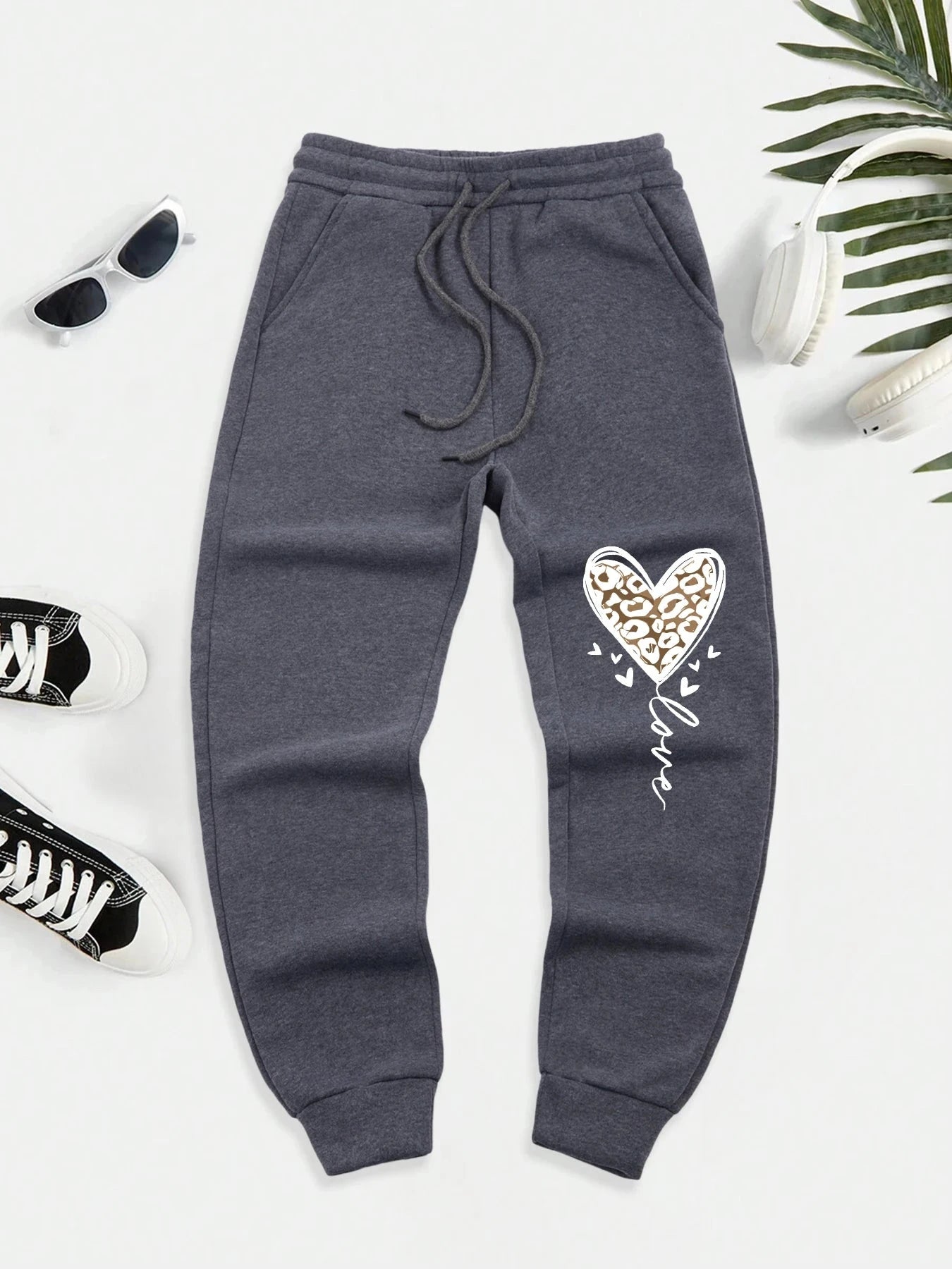 Love Leopard Print Heart Pattern Men'S Casual Basic GlowCart