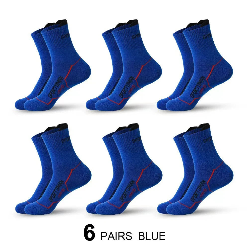 6/12 Pairs Men Mid Length Sports Socks Fashionable Geometric Patterns Breathable Odor Resistant Running Cycling Basketball Socks GlowCart