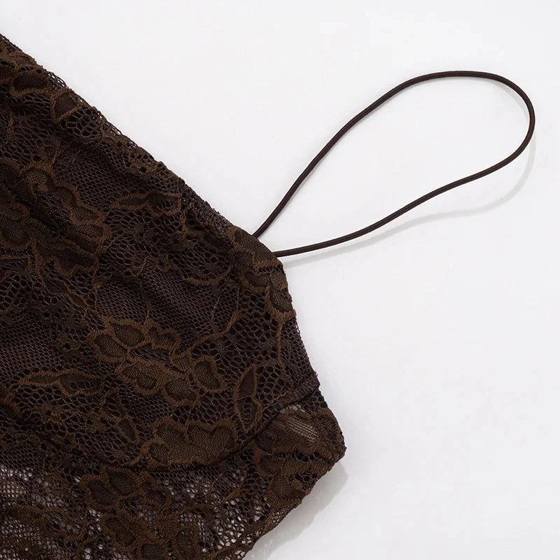 Mozision One Shoulder Lace See Through Sexy Maxi Dress Women GlowCart