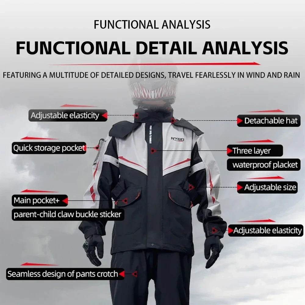 Motorcycle Raincoat Suit Rainstorm Prevention Jacket Pants GlowCart