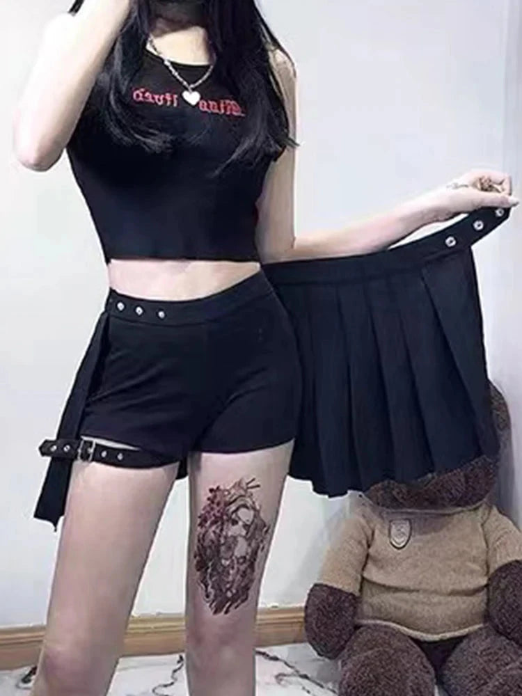 AltGoth Punk Mall Goth Shorts Skirt Women Y2k E-girl GlowCart