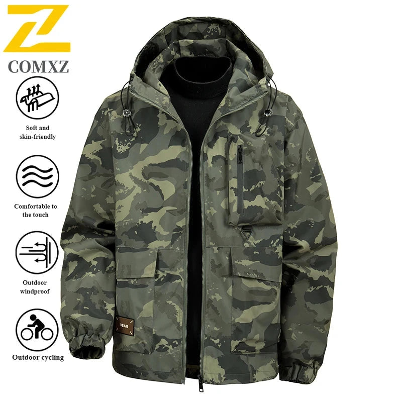 2025 New Men's Jacket Autumn and Winter Hooded Camouflage GlowCart
