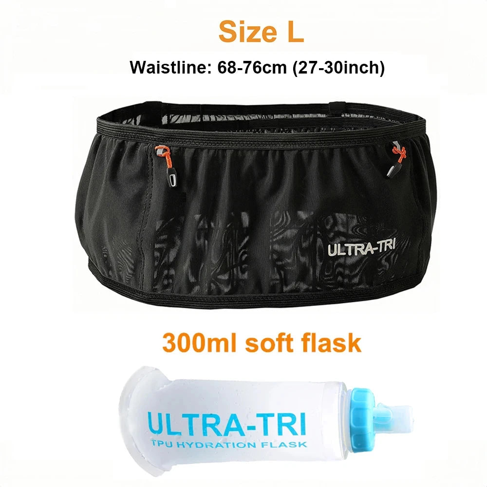 ULTRA-TRI Hydration Running Belt Elastic Bounce Resistant Trail Running Jogging Cycling Marathon Waist Pack GlowCart