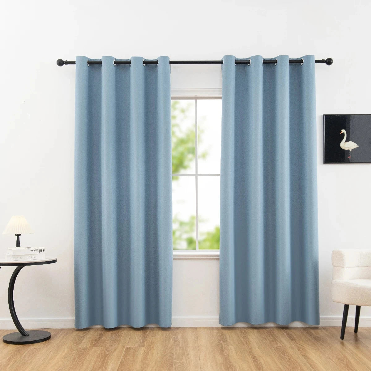1pc Solid Blackout Curtains with Grommets, Total Privacy GlowCart