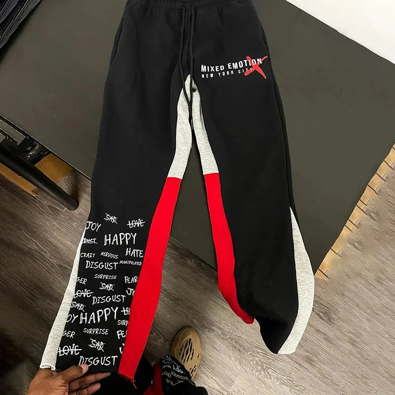 Y2k Flared Pants Men Loose 3D Print Trousers Casual GlowCart