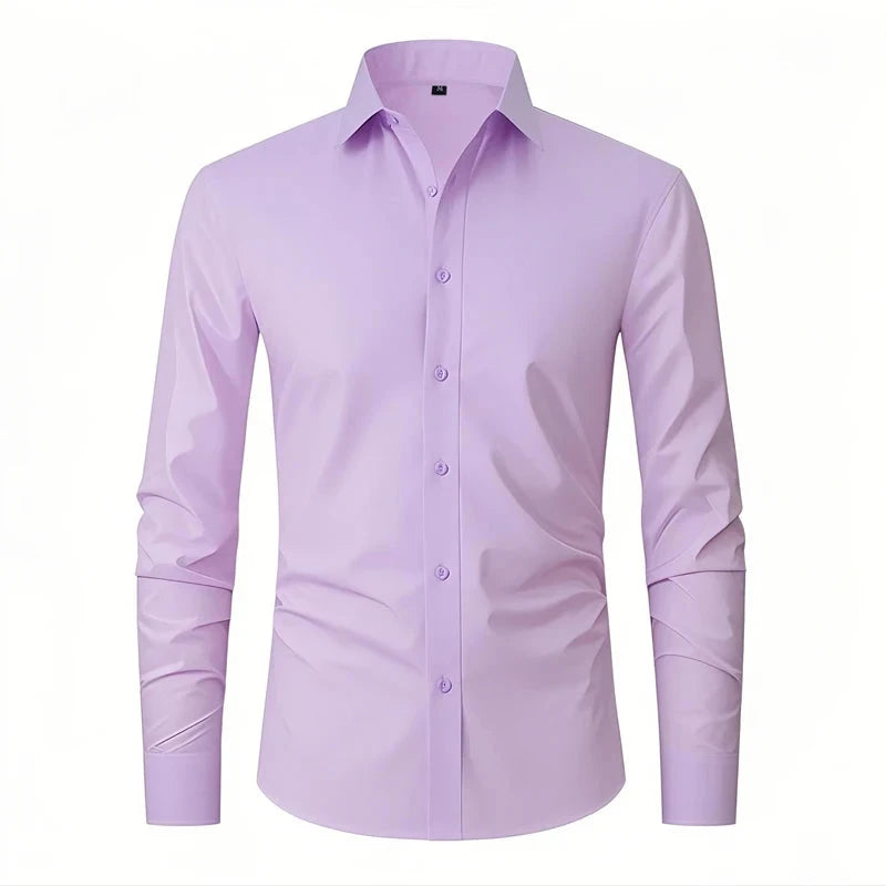 US EU Size XXL Mens Business Shirt Long Sleeve Solid Color GlowCart