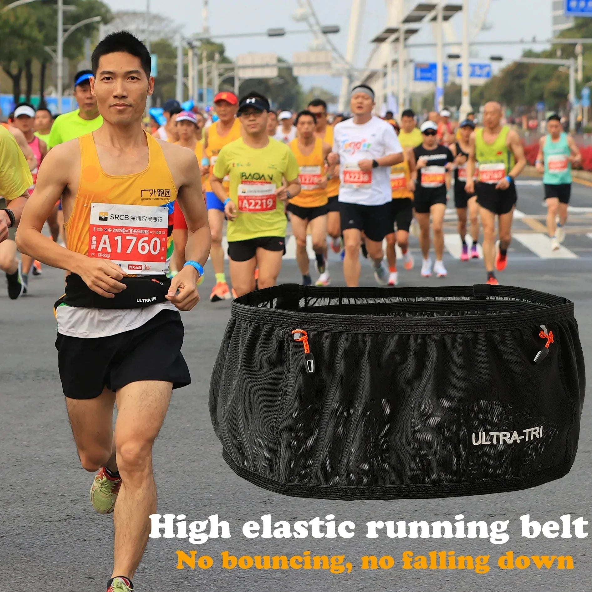 ULTRA-TRI Hydration Running Belt Elastic Bounce Resistant Trail Running Jogging Cycling Marathon Waist Pack GlowCart