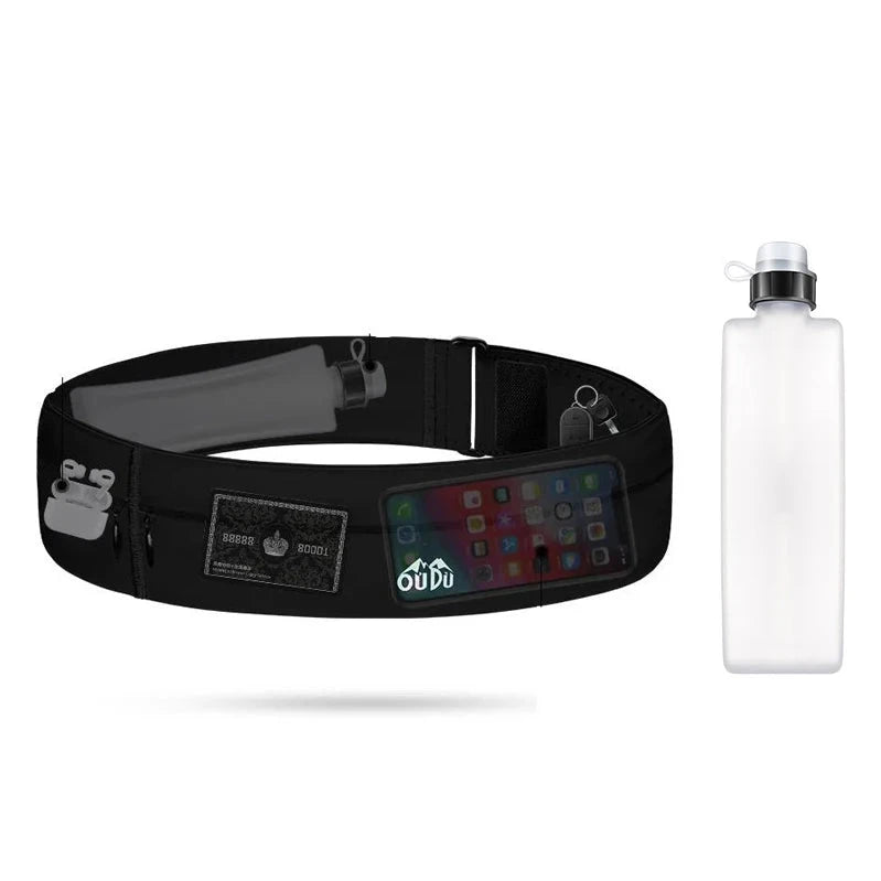 Invisible Sports Hydration Belt Bag Running Phone Belt Waist Pack With Water Bottle Holder for Men Women Cycling Hiking Walking GlowCart