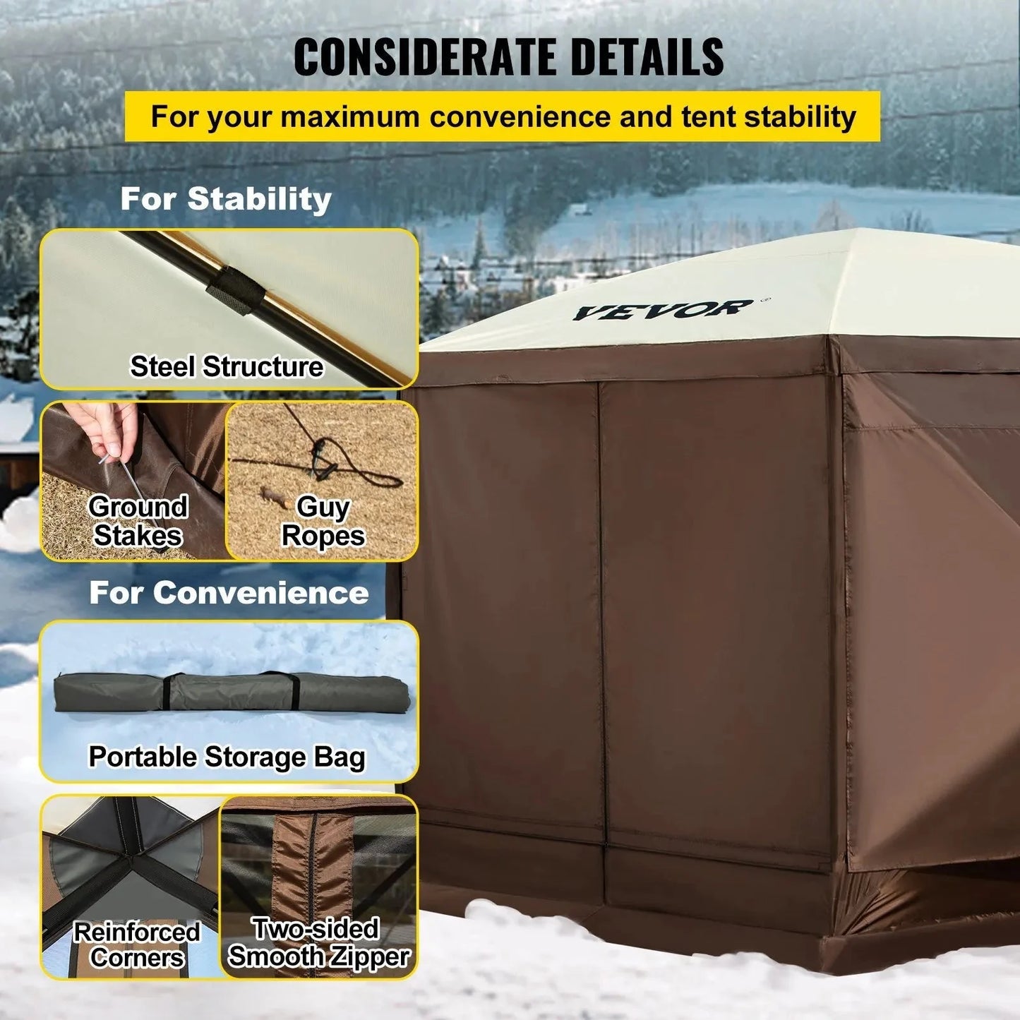 Waterproof Screen Shelter w/Portable Storage Bag 8 Person GlowCart