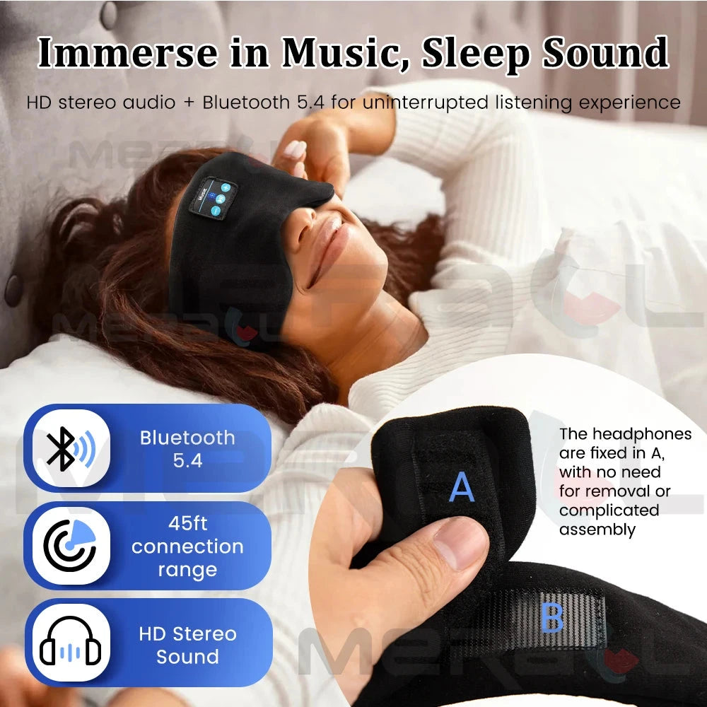 Mask for Sleep Headphones Bluetooth Travel 3D Eye Mask Music GlowCart