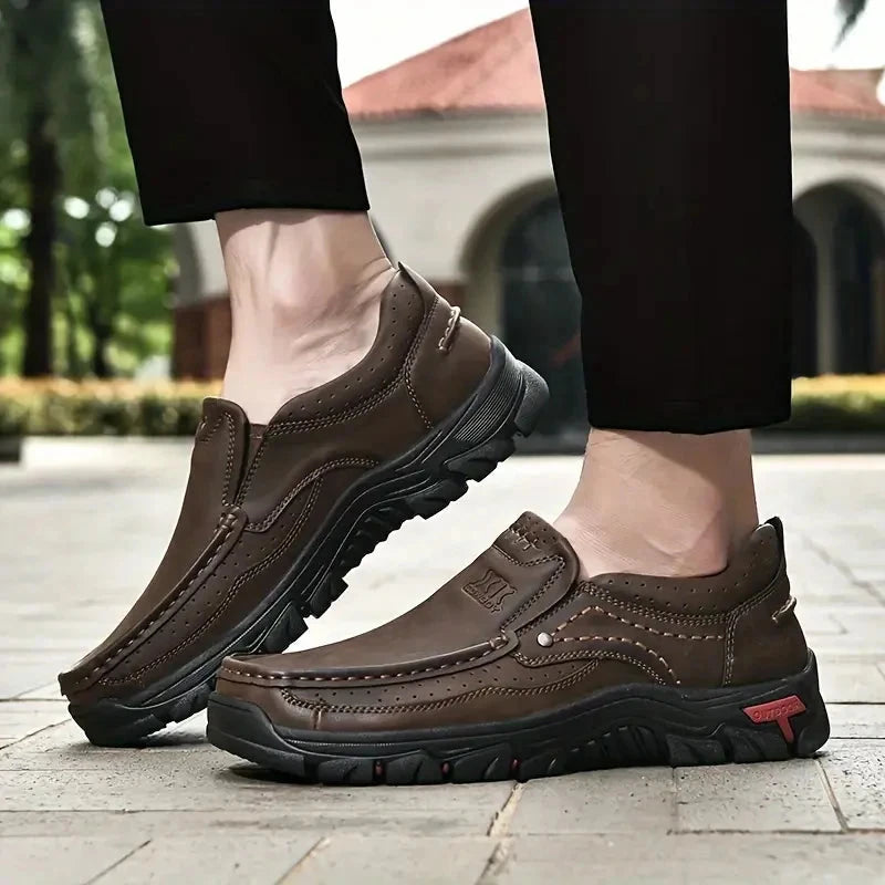 Handmade Leather Men Shoes Casual Outdoor Slip On Loafers GlowCart