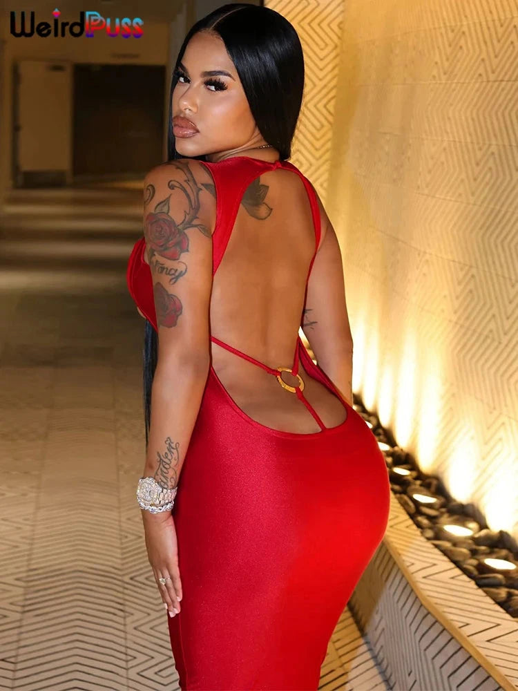 Weird Puss Sexy Party Dress Women Ring Clasp Chic Hollow GlowCart