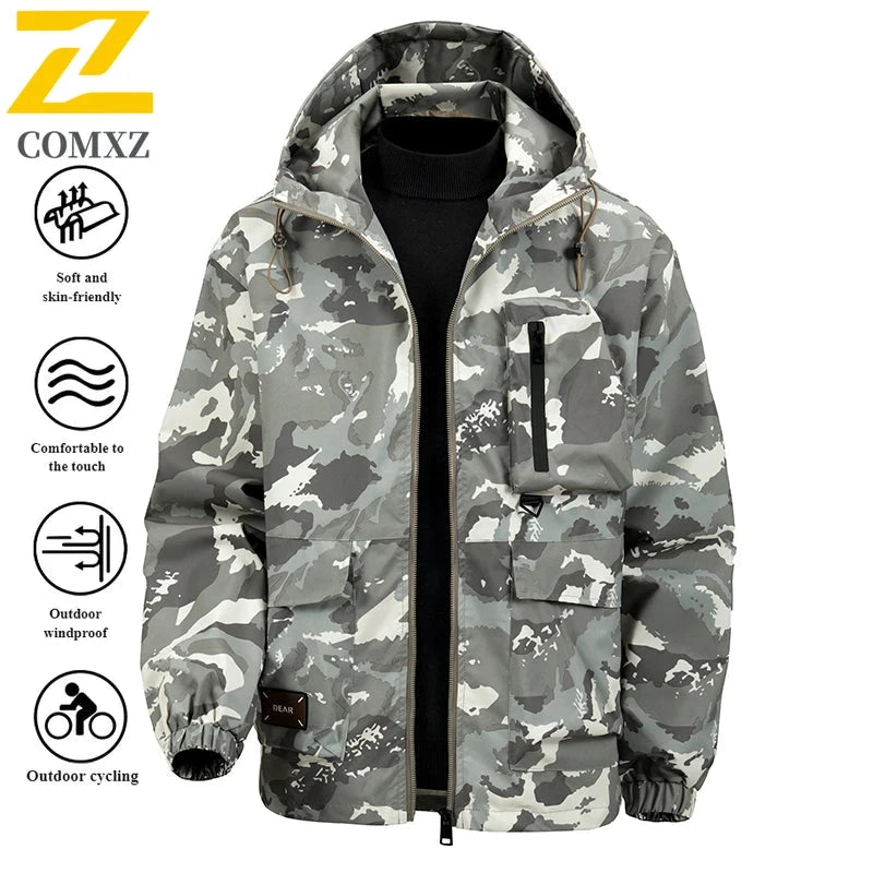 2025 New Men's Jacket Autumn and Winter Hooded Camouflage GlowCart