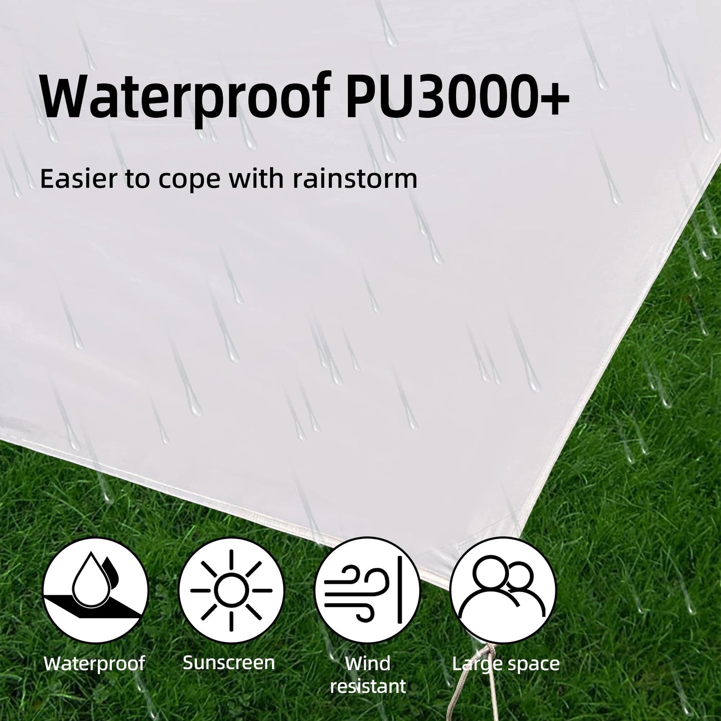 Camping Tarp with 2 Poles, Beach Sun Shade Windproof Design, GlowCart