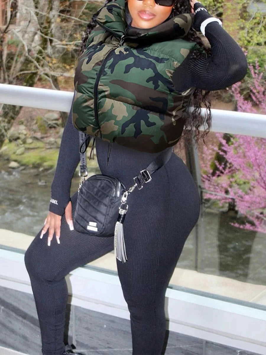 Women Winter Vest Sleeveless Jacket Stand Collar Zipper GlowCart