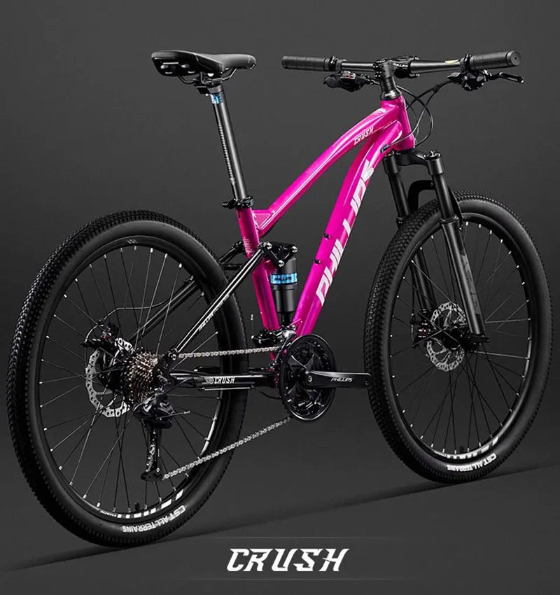 26/27.5-inch off-road soft tail mountain bike 24/27/30 speed downhill DH bicycle speed dual disc brake full suspension bicicleta GlowCart