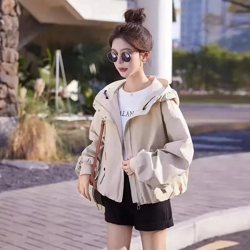 Fashion Pink Windbreaker Women's Short Trench Coat 2025 New GlowCart