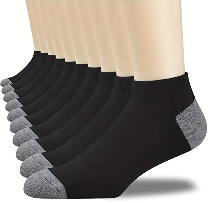 5pairs Men's Fashion Sports Socks, Striped Cotton Sweat Absorption Breathable Comfortable Ankle Socks GlowCart
