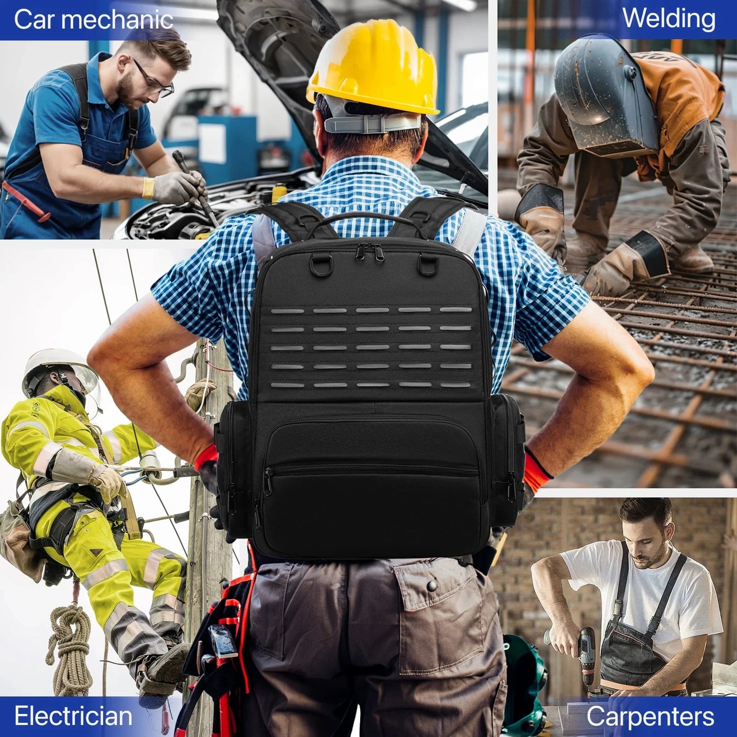 Tool Backpack Heavy Duty for Men Tool Storage With 3 Tool GlowCart