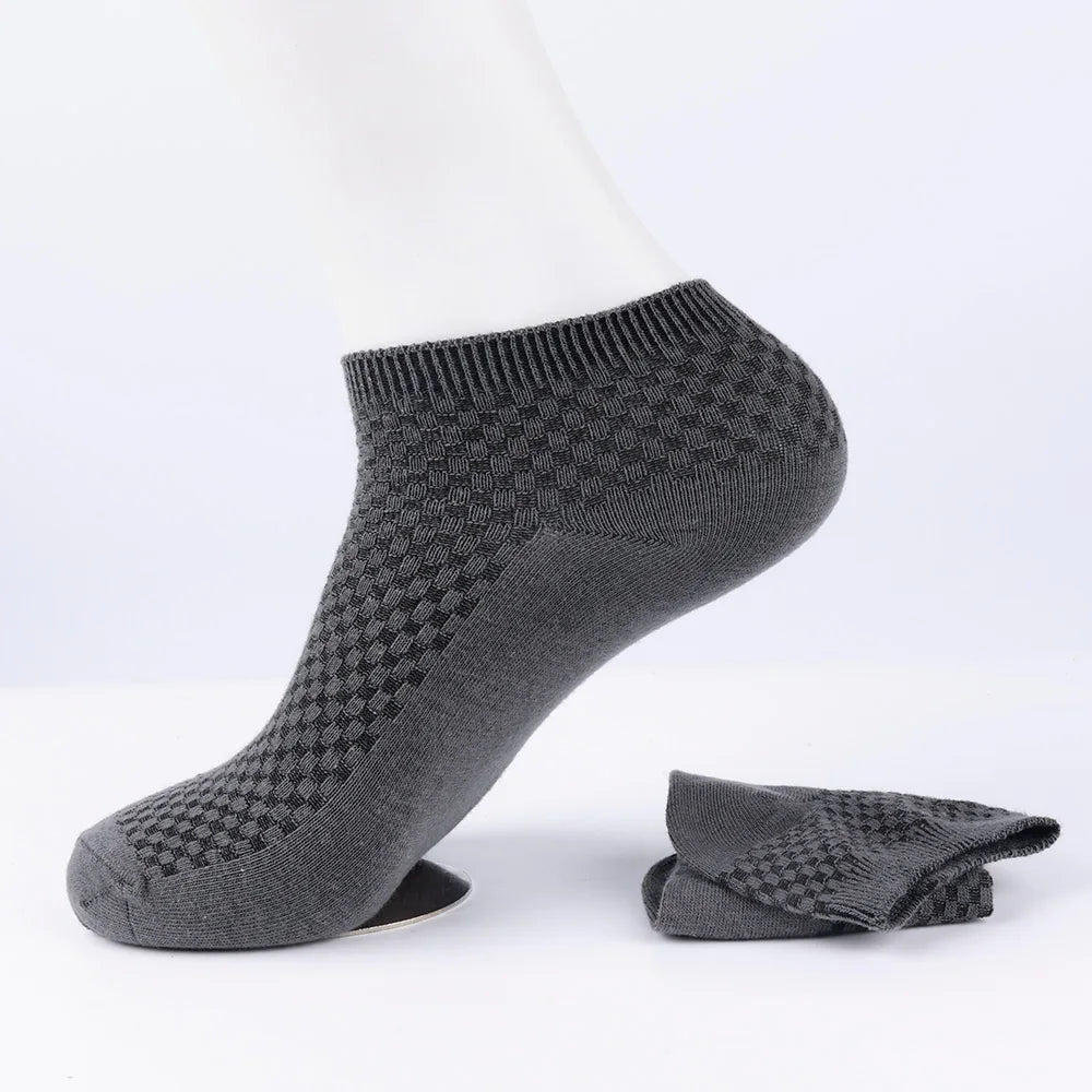 Quality Bamboo Fiber Sock New Compression Men Casual Business Anti-Bacterial Breatheable Solid Color Mid-tube Stockings GlowCart