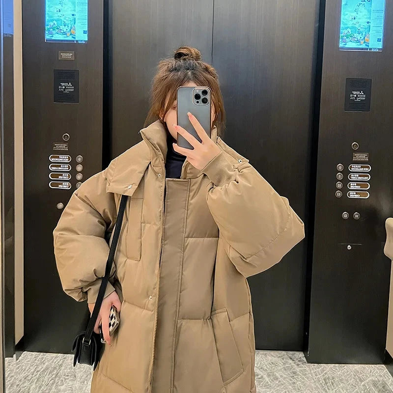 Women's Winter 2025 Outerwear Korean Loose Long Knee Length GlowCart