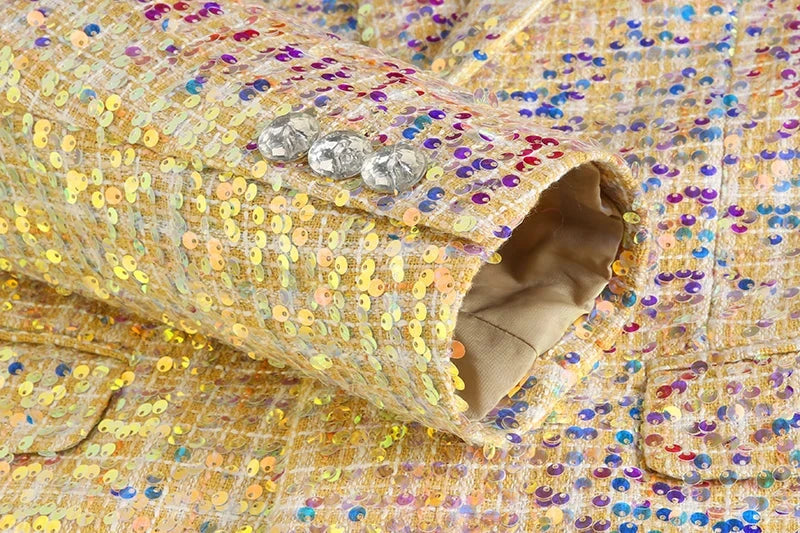 Fashion Men Luxury Sequin Suit 2 Piece Gold Trend Singer GlowCart