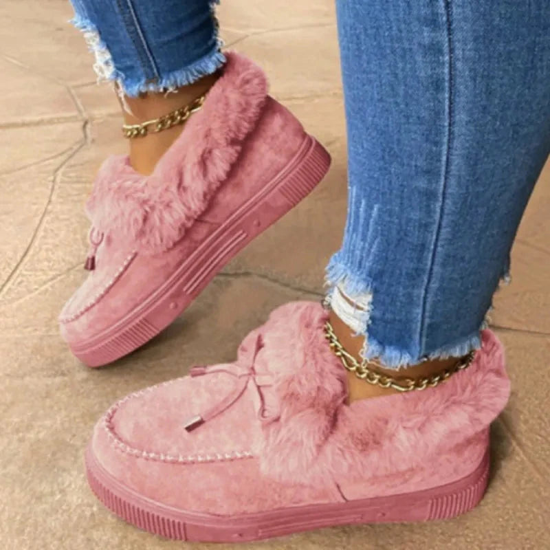 Solid Color Furry Females Feetwear Women Winter Cotton Shoes GlowCart