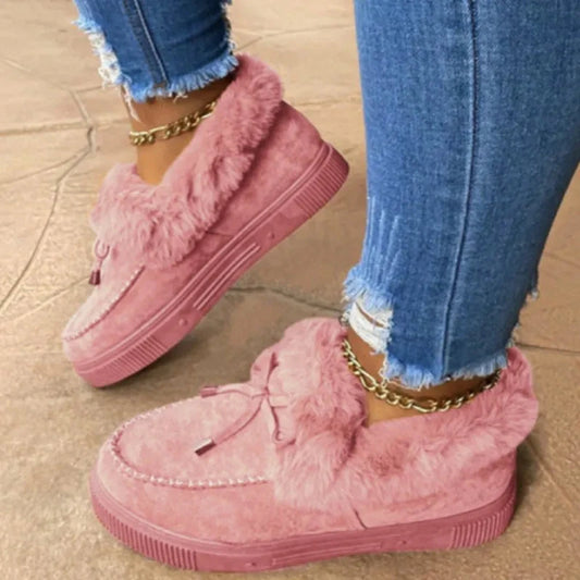 Solid Color Furry Females Feetwear Women Winter Cotton Shoes GlowCart