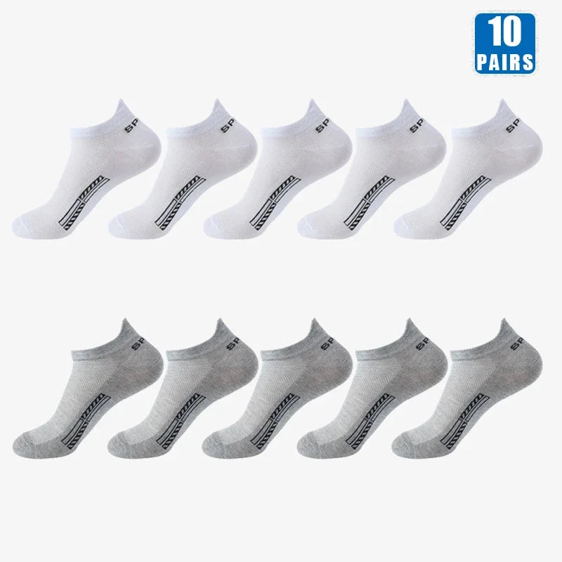 5/10 Pairs Cotton Men's Short Socks Crew Ankle Breathable Mesh Sports Casual Women Summer Low-Cut Thin Sock for Male GlowCart