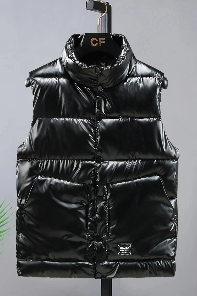 Fashion Glossy vest Mens Sleeveless Jacket Winter Casual GlowCart