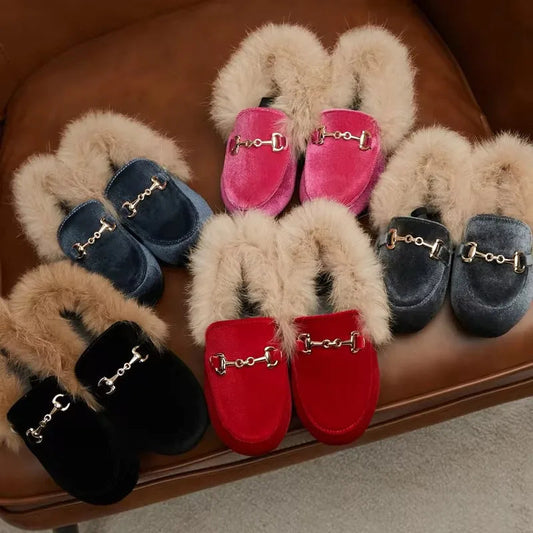 Winter Kids Fur Princess Shoes Baby Girls Velvet Brand Flats Children Slip On Shoes Toddler Fashion Dress Loafers Boys Moccasin GlowCart