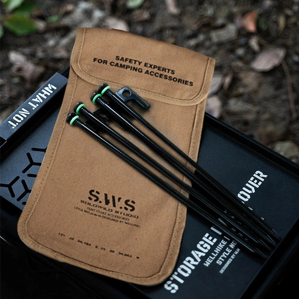 4/8 Pack Forged Steel Tent Pegs with Storage Bag Heavy Duty GlowCart