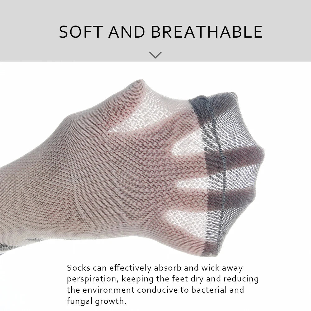 10 Pairs Men's Ankle Socks Summer Thin Men's Mesh Breathable Sports Short Socks Black Teenager Striped student Socks Gift 39-44 GlowCart