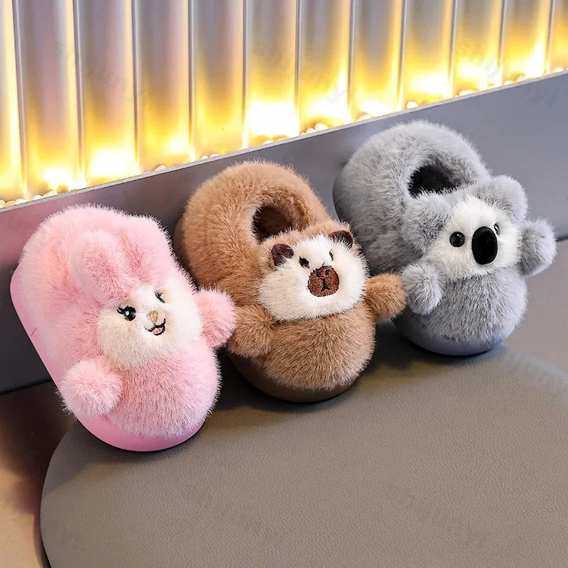 Children Cotton Shoes 2025 Winter Plush Cotton Slippers Boys Girls Cute Cartoon Comfort Anti Slip Indoor Warm Cold-proof Shoes GlowCart