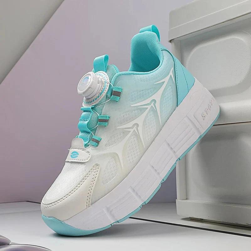 Childrens Two Wheel Skating Shoes New Fashion Stretchable Boys Outdoor Walking Sneakers Daily Student Amuse Casual Skating Shoes GlowCart