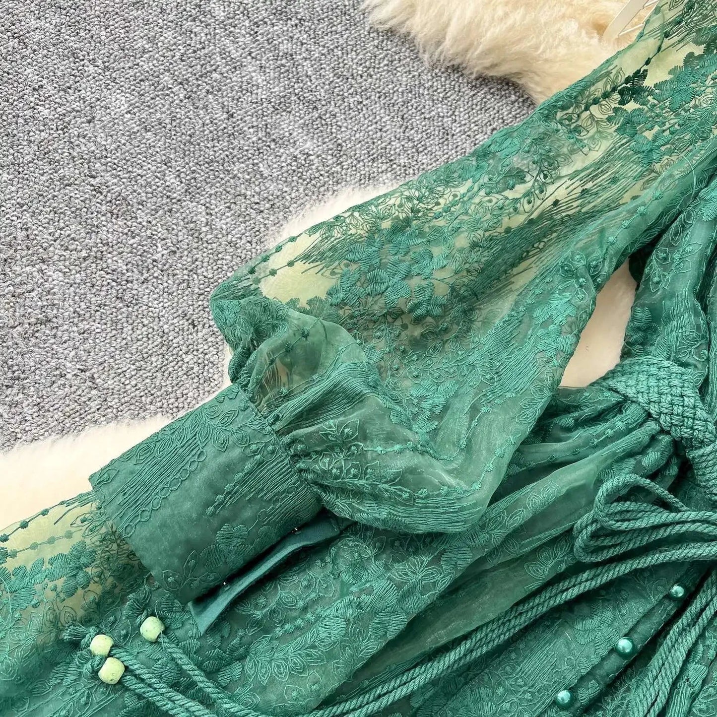 Luxury Embroidery Formal Dresses Women Summer Autumn Lantern GlowCart