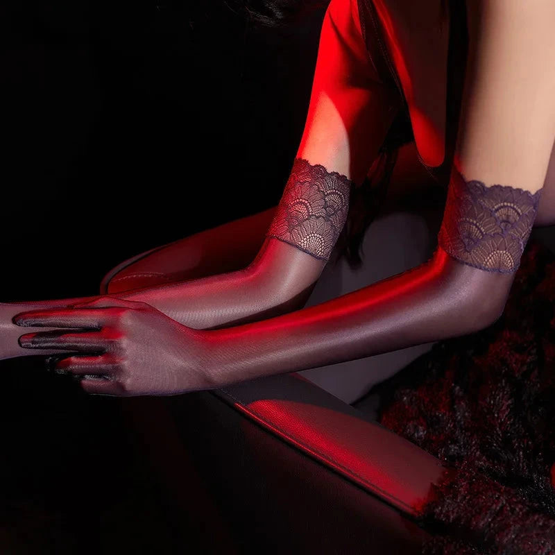 New Oil Shiny Women Ultra-thin Tight Stockings Gloves GlowCart