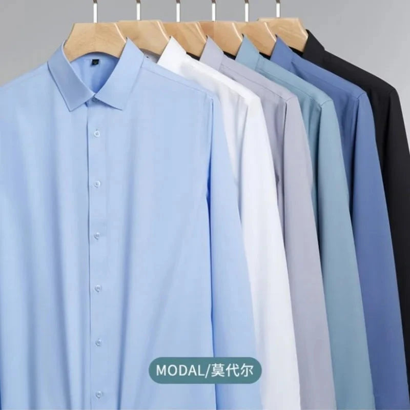 New Quality Anti-Wrinkle Men Shirt Long Sleeves Dress Shirts GlowCart