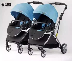 2025 New High-View Twin Stroller Lightweight Folding Stroller for Twins with Two Children, Can Sit or Lie Down GlowCart