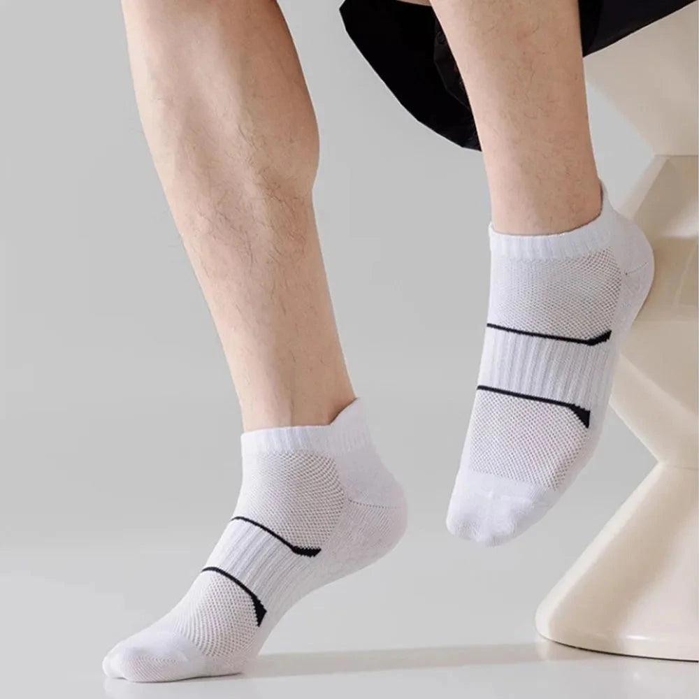 5pcs Men's Short Sports Socks Summer For Running Breathable Casual Soft Comfortable Polyester Sports Socks Thin GlowCart